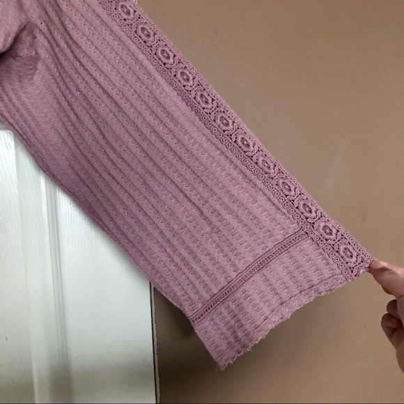 Free People Pink Wide Sleeve Crop Sweater Top - Picture 3 of 8